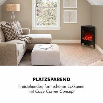 Klarstein Vienna, Elektrischer Eckkamin, Elektrokamin mit Flammeneffekt