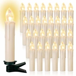 20/30/40er LED Lichterkette Kabellos Weihnachtskerzen Christbaumschmuck Weihnachtsbaumbeleuchtung 20*milchweisse Hülle - 1