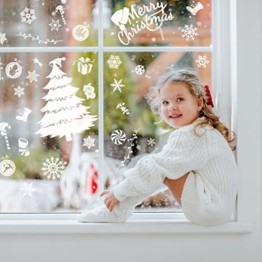 240 Stück Frohe Weihnachten Schneeflocken Selbstklebende Fensterbilder| Wasserdichtes, Wiederverwendbar, Statisches PVC Weihnachtsdekor| Weihnachtsaufkleber Fenster für Hause Büro Geschäft Café. - 1