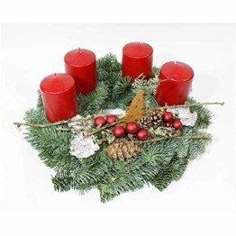 Adventskranz Adventzauber aus echter Nobilis Tanne frisch gebunden, Kerzen rot - ca. Ø 30cm - 30 cm - 1