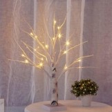Aehma Baum Birke mit LED Beleuchtung für Weihnachten Fenster Tisch Deko künstlich Lichterbaum Lichterzweige Warmweiß Batteriebetrieb 45cm hoch - 1