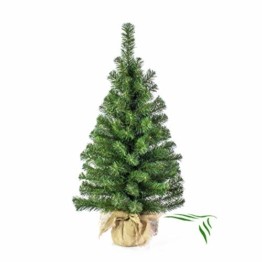 artplants.de Mini Weihnachtsbaum WARSCHAU, grün, Jutesack, 90cm, Ø 50cm - Künstlicher Christbaum - 1