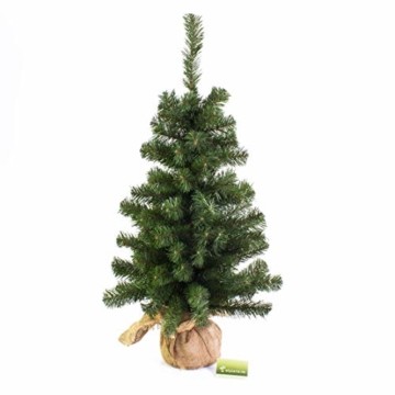 artplants.de Mini Weihnachtsbaum WARSCHAU, grün, Jutesack, 90cm, Ø 50cm - Künstlicher Christbaum - 5