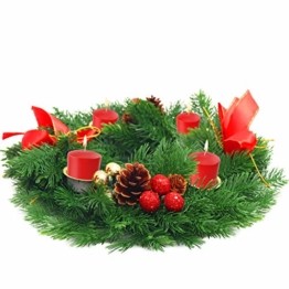 Belle Vous Adventskranz Kerzenhalter - 30 cm Durchmesser Künstlicher Adventskranz, Weihnachtskranz, Kerzenhalter mit Pinienzapfen Roten Beeren Schleifen für Weihnachtliche Tafelaufsätze Weihnachtsdeko - 1