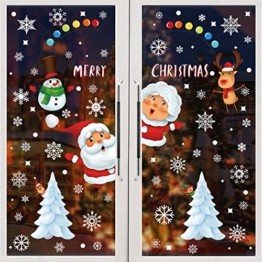 BOZHZO Fensterbilder Weihnachten Selbstklebend Weihnachtsaufkleber, 313 pcs Schneeflocken Aufkleber Fenster Sticker Weihnachtsdeko Netter Weihnachtsmann Statisch Haftende PVC Aufklebe Fenstersticker - 1