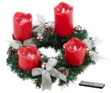 Britesta Gestecke LED-Kerze: Adventskranz, silbern, 4 rote LED-Kerzen mit bewegter Flamme (Weihnachtsschmuck LED-Beleuchtung) - 1