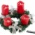 Britesta Gestecke LED-Kerze: Adventskranz, silbern, 4 rote LED-Kerzen mit bewegter Flamme (Weihnachtsschmuck LED-Beleuchtung) - 1