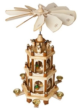 Brubaker Weihnachtspyramide Holzpyramide - Natur - 3 Etagen - 45 cm Höhe - handbemalte Figuren - 1