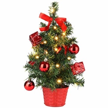 Casaria Weihnachtsbaum 36 cm künstlicher Tannenbaum Mini LED Lichterkette Christbaum Baum Tanne Weihnachten Ständer - 1