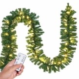 Casaria Weihnachtsgirlande 5m Fernbedienung 100 LEDs Innen Außen Girlande Weihnachten Weihnachtsdeko Tannengirlande weiß - 1