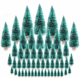 CODIRATO 48 Stück Kleiner Weihnachtsbaum Tischdeko Tannenbaum Spritzguss Künstlicher Mini Christbaum mit Schnee Effekt Miniatur Grün Schneetannen 3,5/4,5/6,5/8,5/12,5/16cm  für Weihnachten Deko - 1