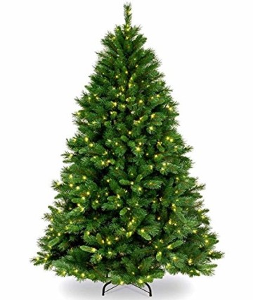 Collen Tannenbaum Künstlich Weihnachtsbaum grün Christbaum Tanne Weihnachtsdeko, mit Metall Christbaum Ständer und 150 LEDs Lichterketten für 8 Beleuchtungsmodi (1.5m) - 1
