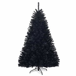 COSTWAY 180cm/225cm Künstlicher Weihnachtsbaum schwarz, Tannenbaum mit Metallständer, Christbaum PVC Spitzen, Kunstbaum Weihnachten Klappsystem ideal für Zuhause, Büro, Geschäfte und Hotels (180cm) - 1