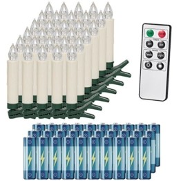 Deuba 30x LED Weihnachtsbaumkerzen kabellos inkl. Batterien weiß Fernbedienung Timer Flackern Dimmbar Weihnachtskerzen - 1