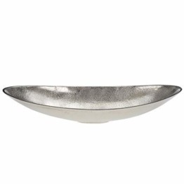 DRULINE Dekoschale Obstschale zur Dekoration Essen Snacks Süßigkeiten Schiff Oval Esszimmer, Wohnzimmer aus Aluminium | L x B x H 50 x 19 x 9.5 cm | Silber - 1