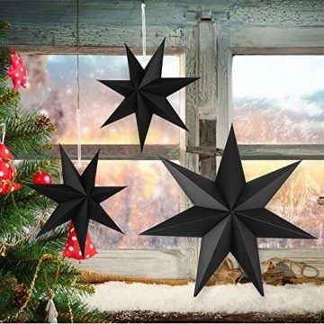 Faltstern Weihnachten, 7 Zacken Faltsterne Schwarz 5 Stück, 2 Stück Durchmesser 40 cm, 3 Stück Durchmesser 25 cm, Sterne Papier zum Fenster Dekoration, Advent, Weihnachtsbaum - 2