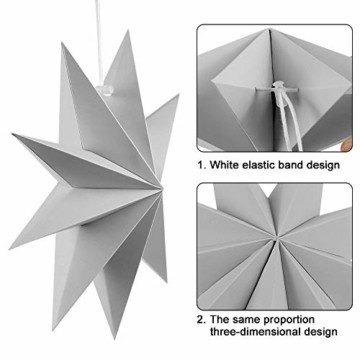 Faltstern Weihnachten, 9 Zacken Stern zum Aufhängen, Papier Stern Dekoration 3er Set Faltsterne Weihnachtsstern Deko, Sterne Papier zum Weihnachtsbaum, Fenster Dekoration - 4