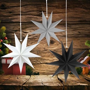 Faltstern Weihnachten, 9 Zacken Stern zum Aufhängen, Papier Stern Dekoration 3er Set Faltsterne Weihnachtsstern Deko, Sterne Papier zum Weihnachtsbaum, Fenster Dekoration - 5