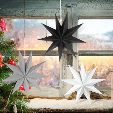 Faltstern Weihnachten, 9 Zacken Stern zum Aufhängen, Papier Stern Dekoration 3er Set Faltsterne Weihnachtsstern Deko, Sterne Papier zum Weihnachtsbaum, Fenster Dekoration - 6