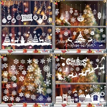 Fensterbilder Weihnachten Selbstklebend,Fensterbilder Weihnachten,Schneeflocken Weihnachtsdeko,Weihnachtsdeko,PVC Fensterdeko Selbstklebend,Fensterdeko Schneeflocken,Weihnachten Fensterdeko - 6