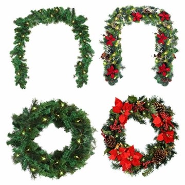 Girlande Weihnachten 270cm - Tannengirlande Beleuchtet Grün mit 30 LED