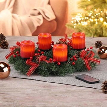 Haushalt International Weihnachtskranz mit LED-Echtwachskerzen und Fernbedienung Ø 30 cm Adventskranz inklusive Fernbedienung Weihnachtsdeko 54424 - 1