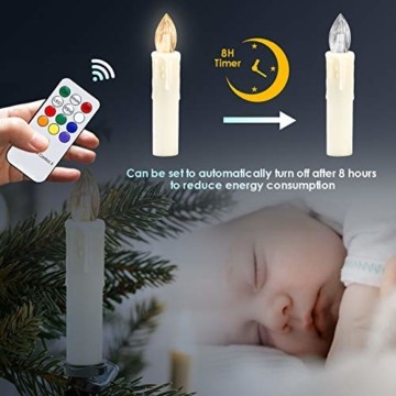 Hengda 30er LED Weihnachtskerzen Kabellos, mit Fernbedienung Timer und Batterien, Warmweiß & RGB Christbaumkerzen Kabellos, Wasserdicht LED Kerzen für Weihnachtsbaum, Weihnachtsdeko, Weihnachten - 5