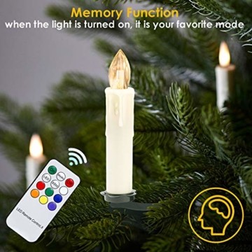 Hengda 30er LED Weihnachtskerzen Kabellos, mit Fernbedienung Timer und Batterien, Warmweiß & RGB Christbaumkerzen Kabellos, Wasserdicht LED Kerzen für Weihnachtsbaum, Weihnachtsdeko, Weihnachten - 6