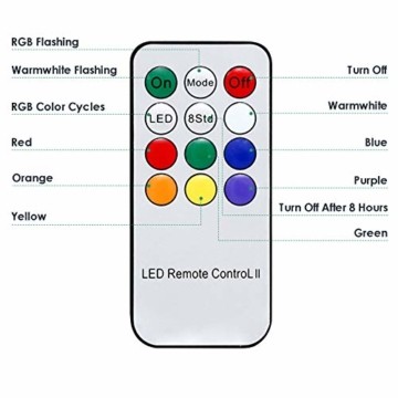 Hengda 30er LED Weihnachtskerzen Kabellos, mit Fernbedienung Timer und Batterien, Warmweiß & RGB Christbaumkerzen Kabellos, Wasserdicht LED Kerzen für Weihnachtsbaum, Weihnachtsdeko, Weihnachten - 8