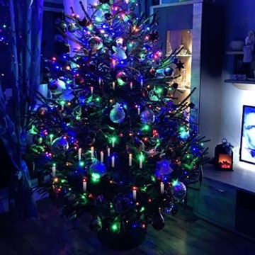 Hengda 40er LED Weihnachtskerzen Kabellos, Warmweiß & RGB Christbaumkerzen Kabellos, mit Fernbedienung Timer und Batterien, LED Kerzen Dimmbar, für Weihnachtsbaum, Weihnachten, Weihnachtsdeko, IP44 - 3