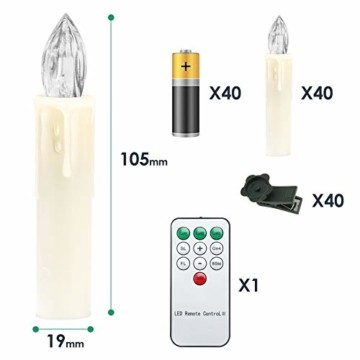 Hengda 40er LED Weihnachtskerzen Kabellos, Warmweiß & RGB Christbaumkerzen Kabellos, mit Fernbedienung Timer und Batterien, LED Kerzen Dimmbar, für Weihnachtsbaum, Weihnachten, Weihnachtsdeko, IP44 - 8