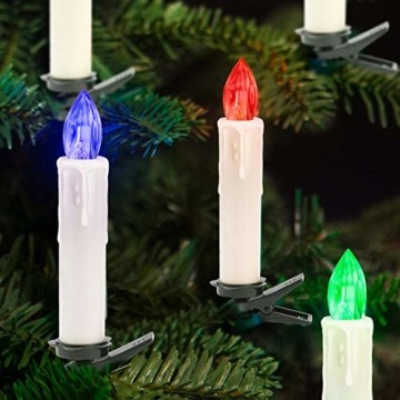 Hengda 40er LED Weihnachtskerzen Kabellos, Warmweiß & RGB Christbaumkerzen Kabellos, mit Fernbedienung Timer und Batterien, LED Kerzen Dimmbar, für Weihnachtsbaum, Weihnachten, Weihnachtsdeko, IP44 - 9