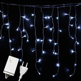 Hengda 600 Leds LED Eisregen, Kaltweiß Lichterkette mit 8 Modi, Außen & Innen Beleuchtung Deko, für Zimmer, Kinderzimmer, Weihnachten, Party, DIY, Hochzeit, Geburtstag, IP44 Wasserfest - 1