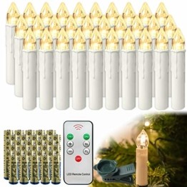 HENGMEI 30 Stück LED Kerzen Weihnachtskerzen Kabellos Warmweiß mit Fernbedienung Timer Christbaumkerzen Weihnachtsbaum Kerzen Kerzenlichter Weihnachts - 1