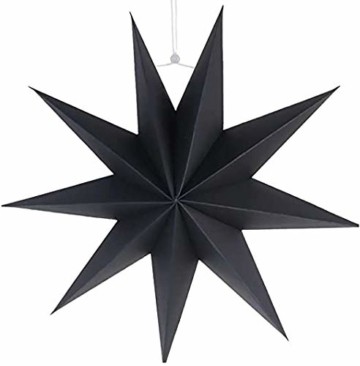 Hilif Faltstern Weihnachten, 9 Zacken Faltsterne Schwarz 5 Stück, 2 Stück Durchmesser 60 cm, 3 Stück Durchmesser 30cm, Sterne Papier zum Fenster Dekoration, Advent, Weihnachtsbaum - 5