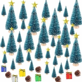 HIQE-FL Miniatur Tannenbaum,Naturgetreuer Weihnachtsbaum,Mini Weihnachtsbaum Plastik,Weihnachtsbaum Klein Geschmückt,Mini Christbaum,Künstlicher Weihnachtsbaum(Blau) - 1