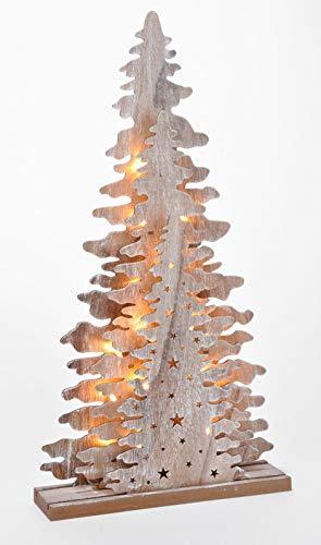 Holz Fensterdeko Tannenbaum 45 cm - Tisch Deko Leuchte mit 15 LED - Weihnachtsdeko - 1