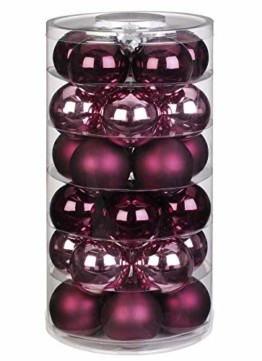 Inge Glas Weihnachtskugeln | Schöne Christbaumkugeln aus Glas | 30 Kugen in Dose | Christbaumschmuck Weihnachtsbaumschmuck Weihnachtsbaumkugeln (Berry Kiss | rot Beere Glanz/matt) - 1