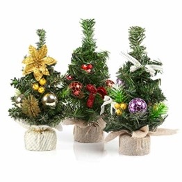 Kesote 3X Weihnachtsbaum Künstlich Klein Tannenbaum Geschmückt Christbaum Mini Weihnachtsdeko Advent Weihnachten (22 x 11 cm) - 1