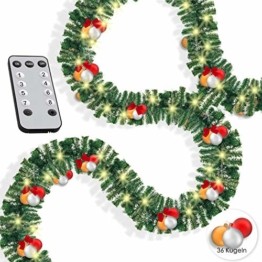 KESSER® Weihnachtsgirlande 10m mit Beleuchtung 200 LED's inkl Deko Fernbedienung - Timer - Lichterkette 7 Leuchteffekte - Weihnachtsbeleuchtung - In & Outdoor - Tannen-Girlande Weihnachtsdeko - 1