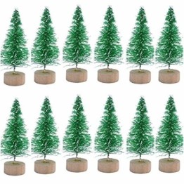 Künstlicher Weihnachtsbaum Mini Grün Tannenbaum Miniatur Klein Tisch Christmasbaum Mini Weihnachts Baum Dekoration Geschenk Tischdeko, DIY, Schaufenster (Grün Künstlicher Weihnachtsbaum, 6.5cm-12pcs) - 1