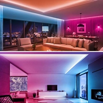 LE LED Strip Lichtband,10m (2x5m) RGB LED Streifen Band, 5050 SMD LED stripes, LED Lichterkette mit 44 Tasten Fernbedienung, verstellbare Helligkeiten RGB Farbwechsel Strip für Haus, Party, Bar, TV - 7