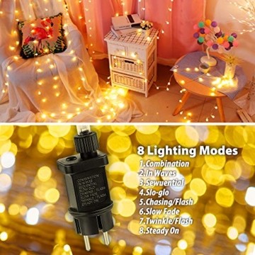 LED Lichterkette, BIGHOUSE 100 LEDs 10M Lichterkette Weihnachten mit Stecker Warmweiß, Wasserdichte IP44 für Weihnachtsbaum, Party, Hochzeit, Terrasse, Innen/Außen Dekoration - 5