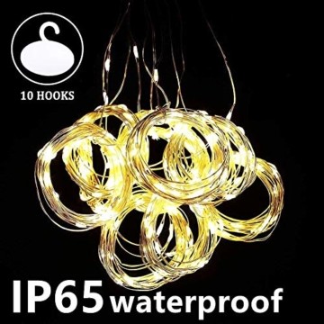 LED Lichtervorhang - 3Mx3M 300 LED Lichterkettenvorhang 12 Modi IP65 Wasserdicht USB Lichterketten Vorhang für Garten, Pavillon, Party, Weihnachten, Schlafzimmer,Warmweiß - 4