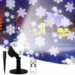 LED Projektionslampe, Schneeflocken Schneefall Effektlicht mit Fernbedienung Timer, Weihnachtsbeleuchtung Außen Innen, Projektor Lampe Weihnachten IP65 Wasserdicht Weihnachtsdeko für Garten - 1