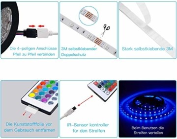 LED Strip, L8star LED Streifen Farbwechsel Led Lichterkette 5M RGB Flexible LED Bänder Strips mit Bluetooth Kontroller Sync zur Musik, Anwendung für Schlafzimmer (5M) - 5