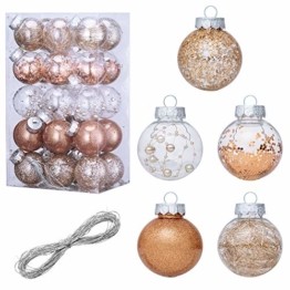 LessMo 30 Stück Weihnachtskugeln, 60mm Bruchsicher Kunststoff Christbaumkugeln, Weihnachtsbaum Deko Baumschmuck zum Aufhängen für Weihnachten Hängedekorationen Festival Feiertagsdekoration - 1