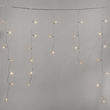 Lichterkette Außen 320 LED 11m/36ft Eisregen Lichterkette Aussen Weihnachten mit timer Outdoor Eiszapfen Strom Weihnachten Deko/Hochzeiten/Party Warm Weiß - Klare Kabel - 5