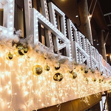 Lichterkette Außen 320 LED 11m/36ft Eisregen Lichterkette Aussen Weihnachten mit timer Outdoor Eiszapfen Strom Weihnachten Deko/Hochzeiten/Party Warm Weiß - Klare Kabel - 7