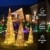 Luxspire LED Pyramide Kegelform Lichte, 3 Stück Advent Deko Leuchte Kleine Pailletten Eisendraht Laterne mit Timer Weihnachtslicht für Hause Weihnachten Dekoration Innen Außen Beleuchtung, Gold - 4